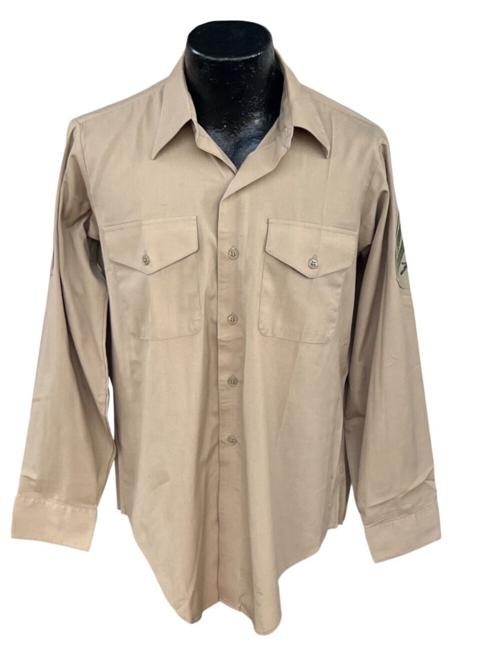 Vintage USMC Marine Corps Khaki Long Sleeve Uniform Shirt Mens 15.5 x 33